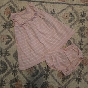 Ralph Lauren Pink Stripe Dress & Bloomer Set – 3M